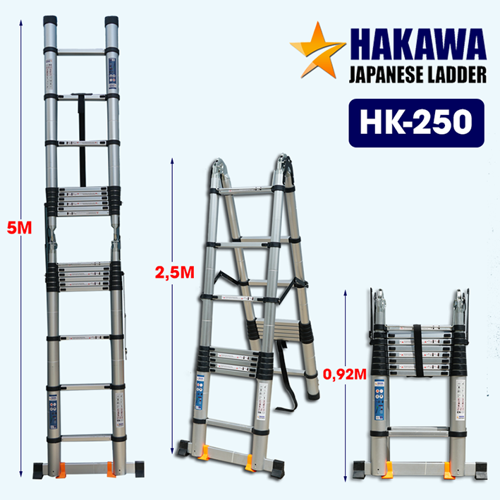 Thang nhôm rút đôi Hakawa HK-250 (Chữ A 2m5)