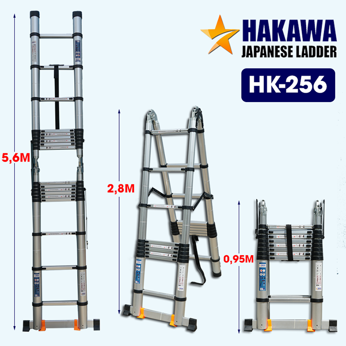 Thang Nhôm Rút Đôi Hakawa HK-256 (Chữ A 2m8)