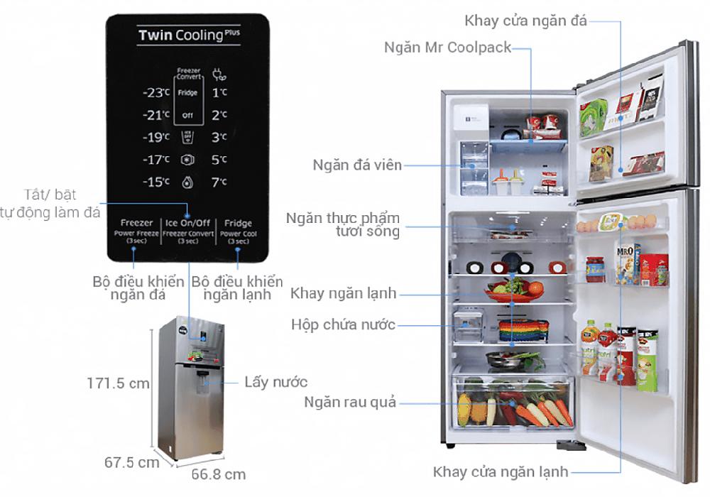 Kích thước tủ lạnh Samsung