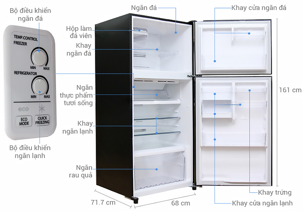 Kích thước tủ lạnh Toshiba