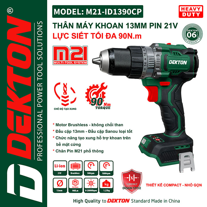 Thân Máy Khoan Dùng Pin Dekton M21 - ID1390CP