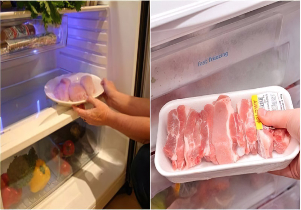 Rã đông thịt bằng ngăn mát của tủ lạnh