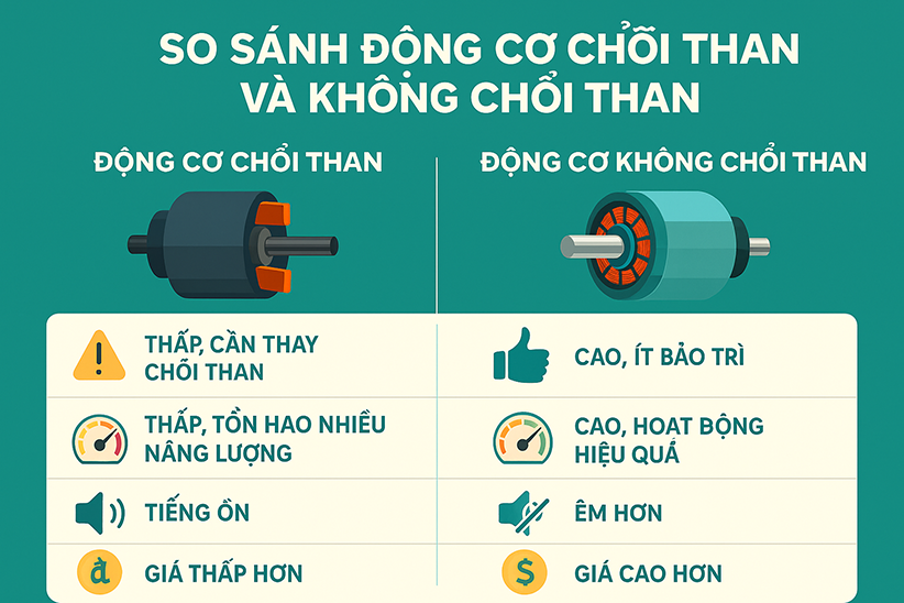 so sánh động cơ chổi than và moto không choi than